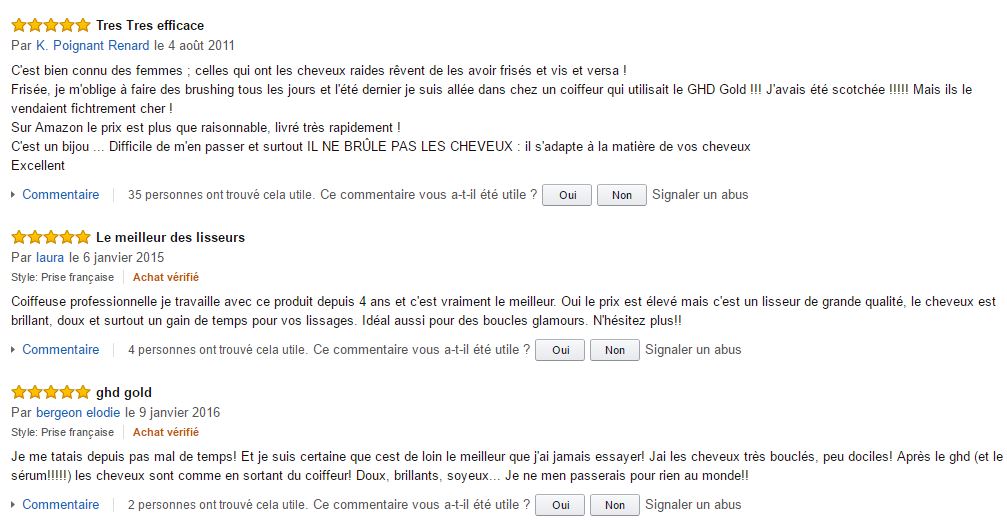 avis des clients STYLER ghd Gold Classic